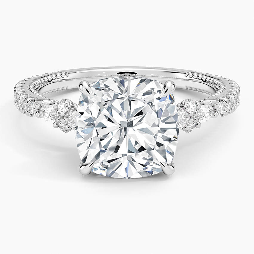3 CT Cushion Lab Grown Diamond Gold Engagement Ring