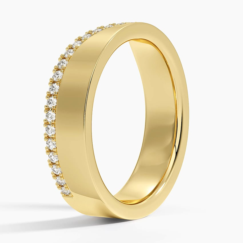 0.25 CTE Lab Grown Diamond Contour Bold 18k Gold Wedding Band
