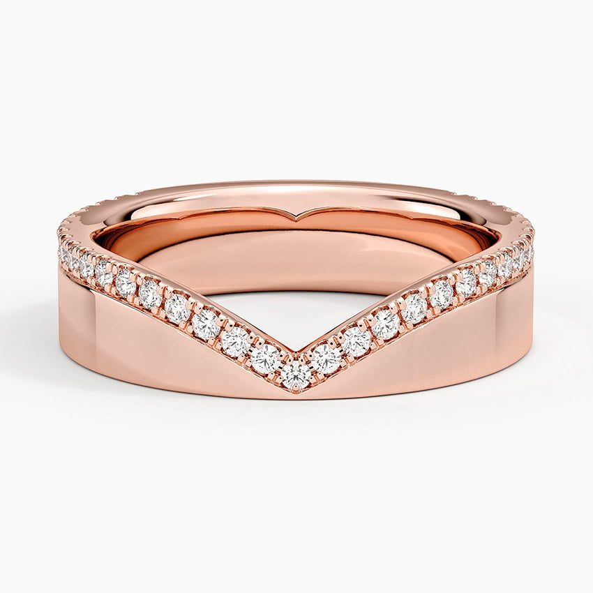0.25 CTE Lab Grown Diamond Contour Bold 18k Gold Wedding Band
