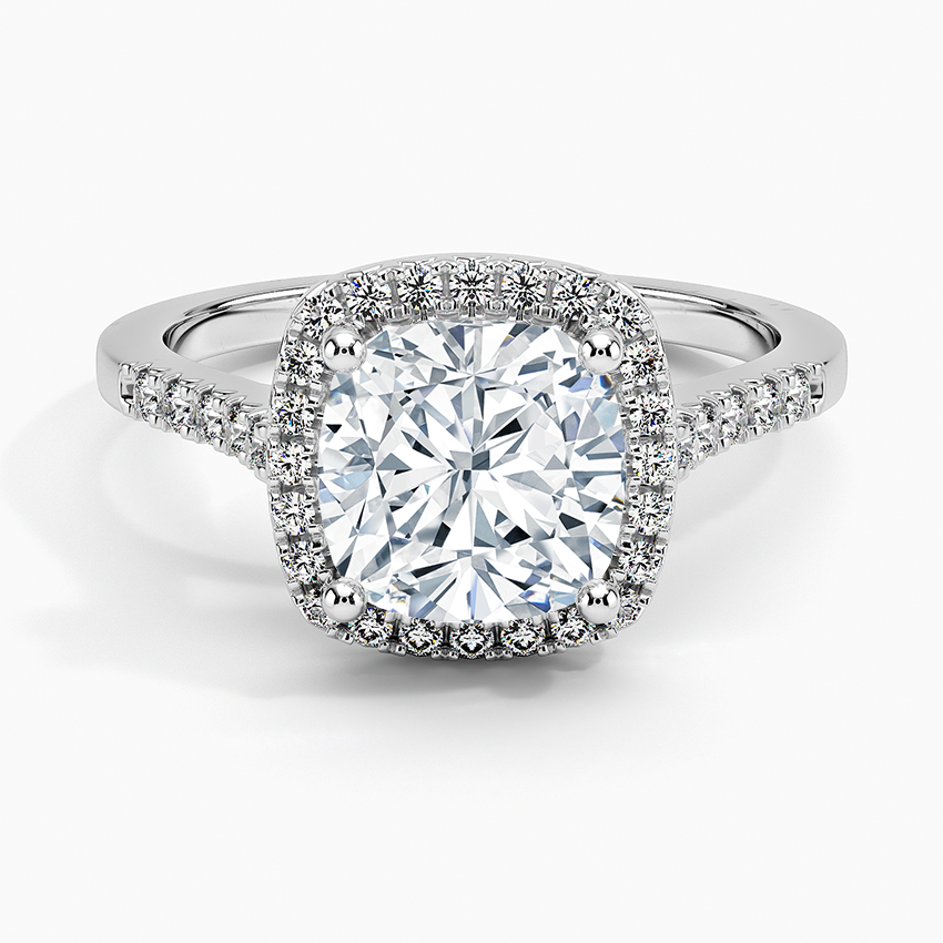2 Ct Round Lab Grown Diamond Halo Engagement Ring
