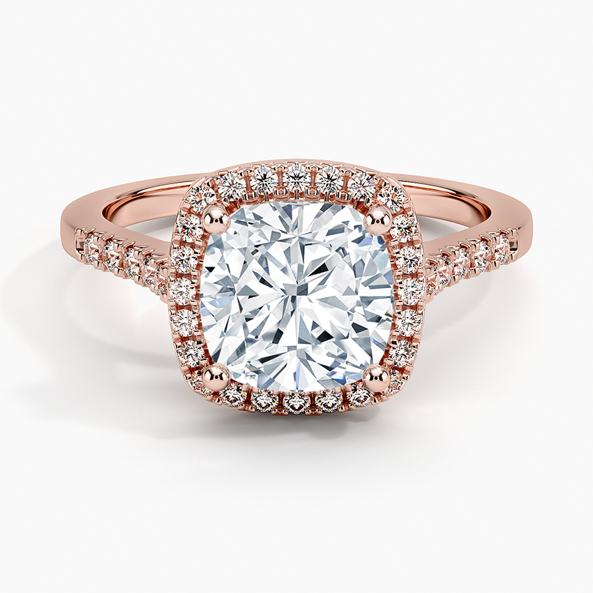 2 Ct Round Lab Grown Diamond Halo Engagement Ring