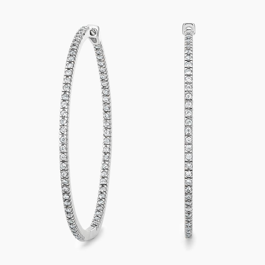 3/4 CTW Lab Grown Diamond Hoop Earrings