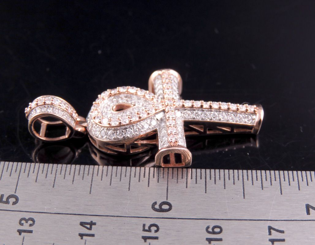 1.50 CTW Unisex Two Tone 10K Ankh Cross Pendant