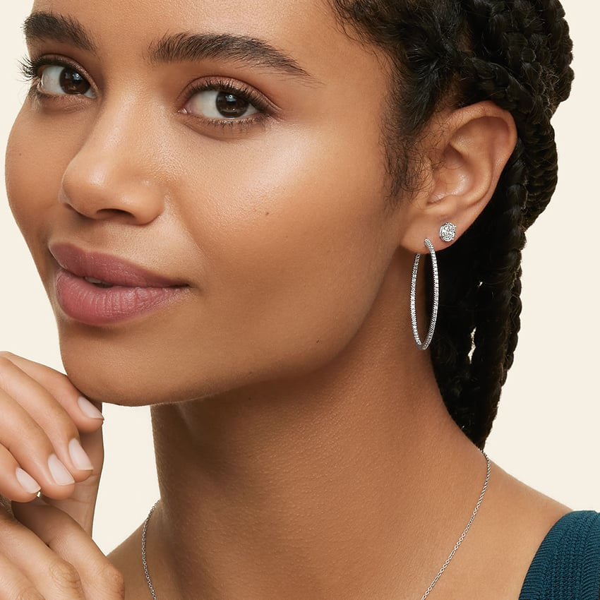 3/4 CTW Lab Grown Diamond Hoop Earrings