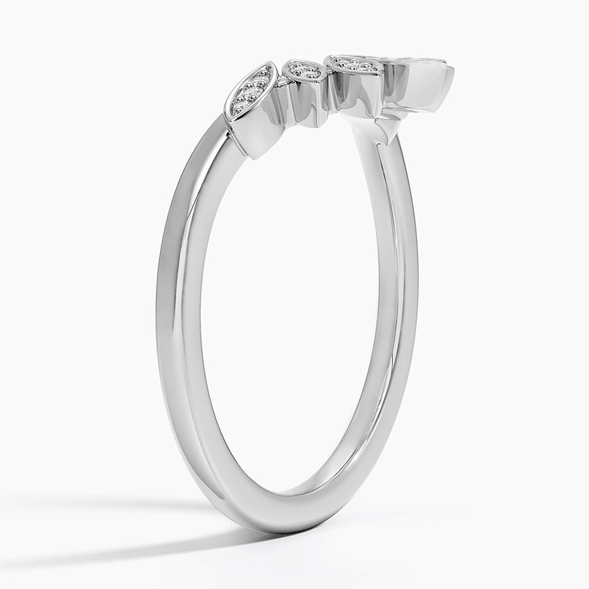 Yellow Gold Round Cut Lab Grown Diamond Petal Contour Wedding Band