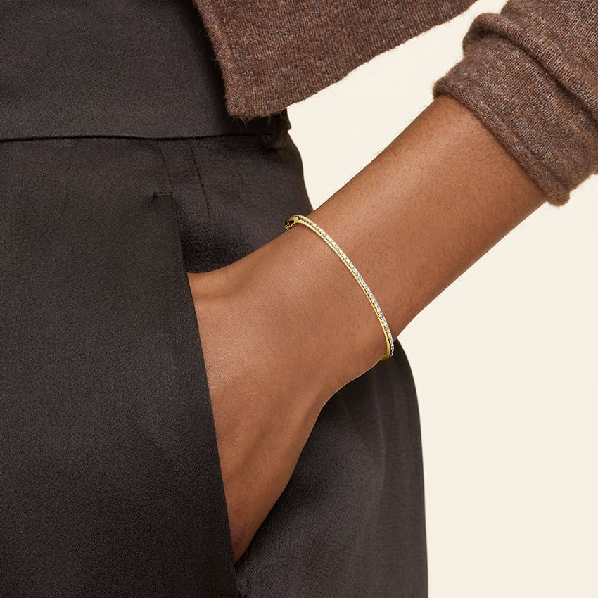 1/2CTW 7 inch Baguette Lab Grown Diamond Bangle Bracelet