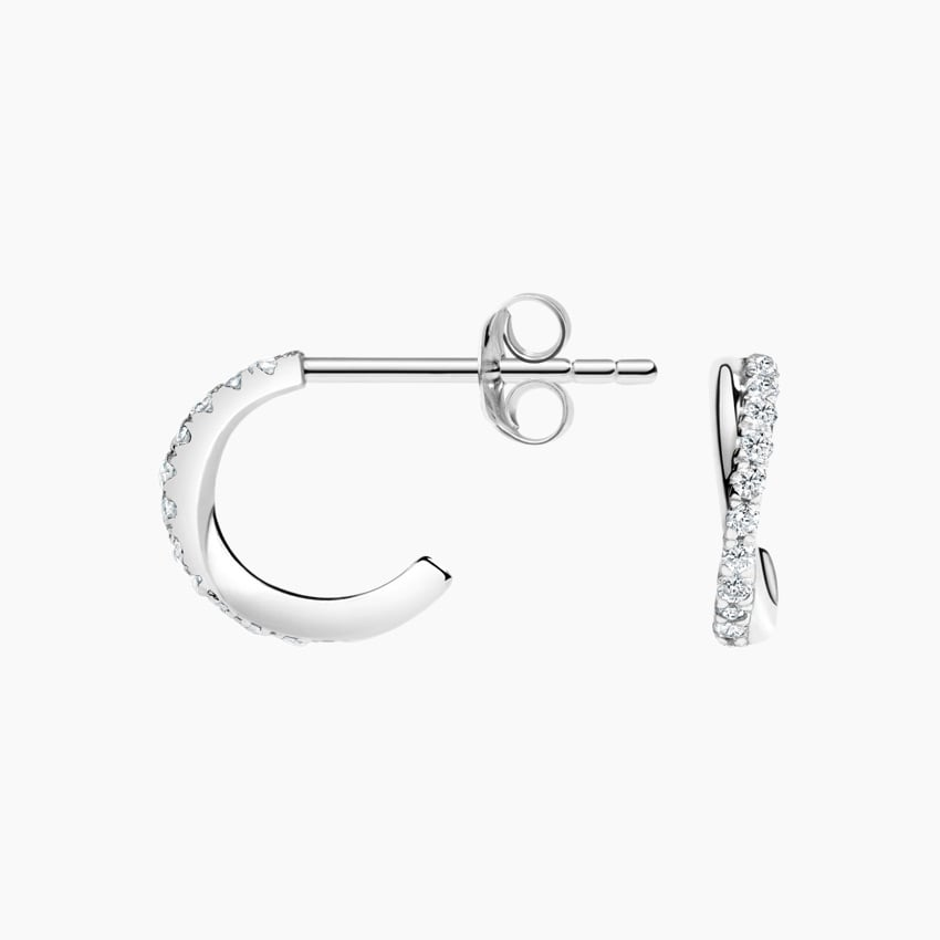 1/8 CTW Lab Grown Diamond Huggie Earrings in Silver