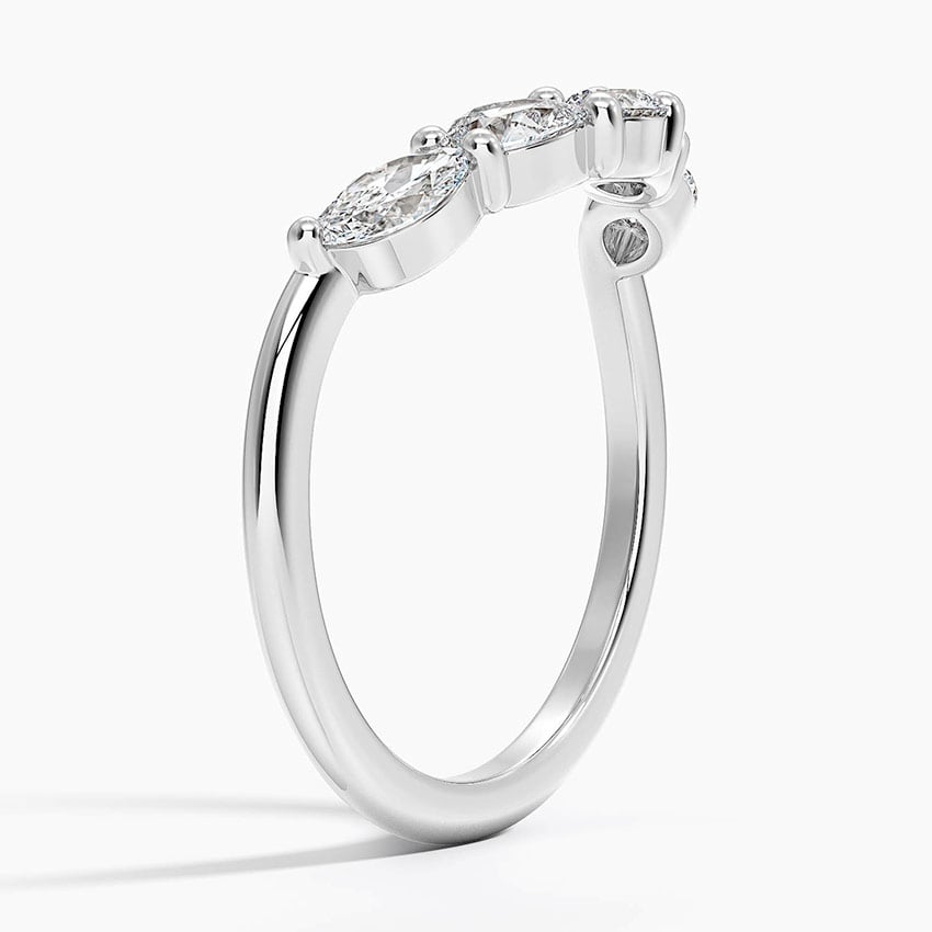 18k Solid Gold Contoured Lab Grown Diamond Curved Wedding Band