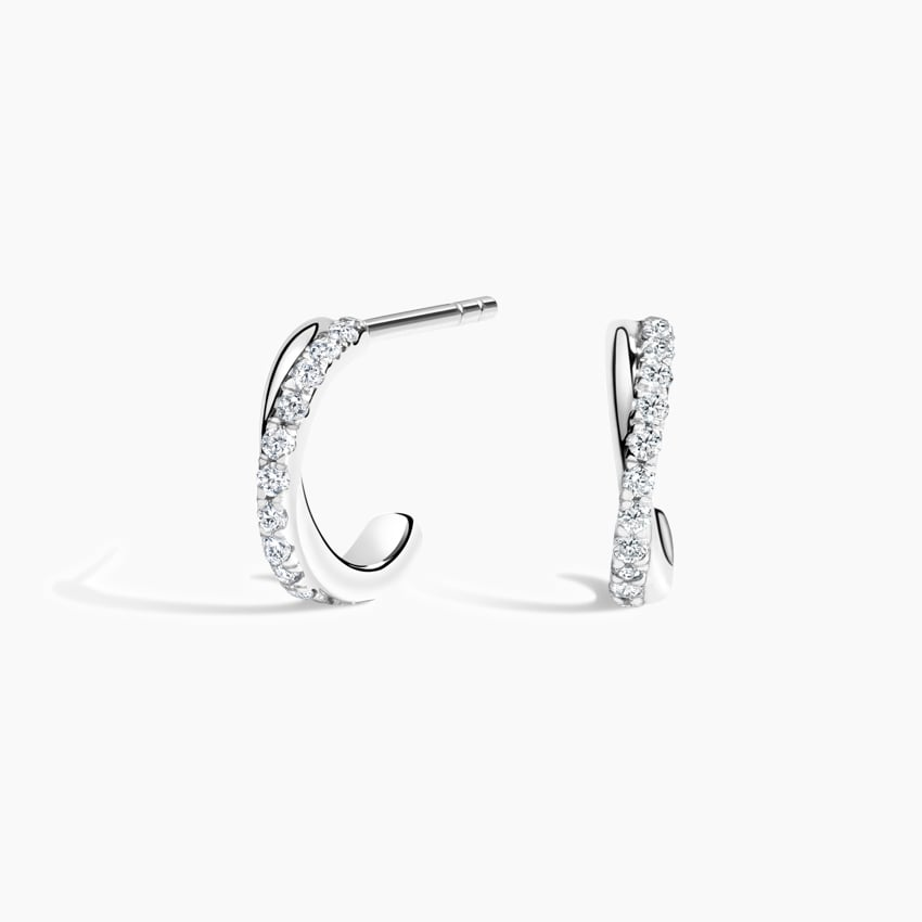 1/8 CTW Lab Grown Diamond Huggie Earrings in Silver