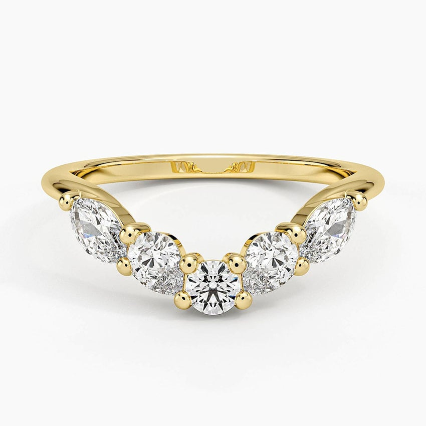 18k Solid Gold Contoured Lab Grown Diamond Curved Wedding Band