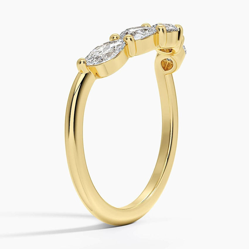 18k Solid Gold Contoured Lab Grown Diamond Curved Wedding Band