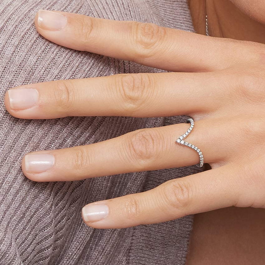 0.20 CTW Round Lab Grown Diamond V Shaped Wedding Band