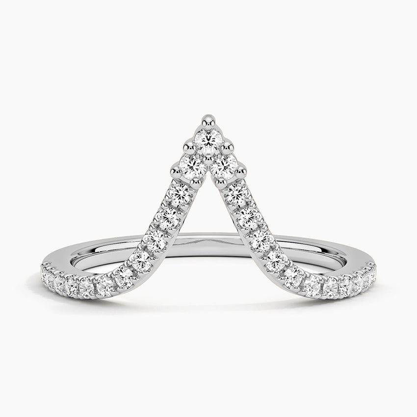 0.20 CTW Round Lab Grown Diamond V Shaped Wedding Band