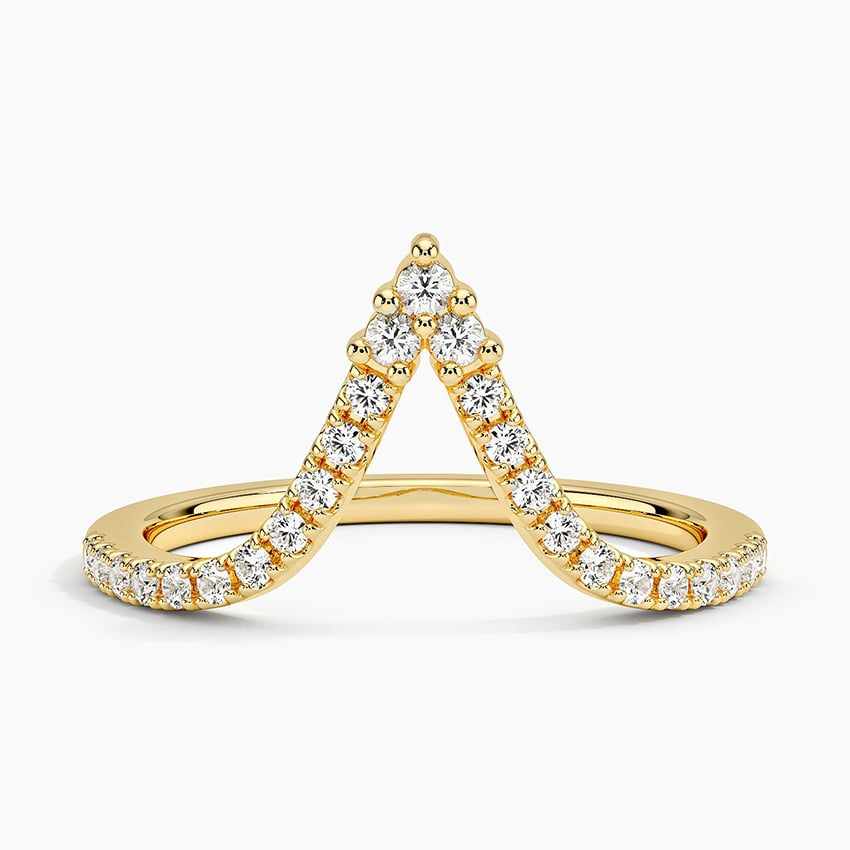 0.20 CTW Round Lab Grown Diamond V Shaped Wedding Band
