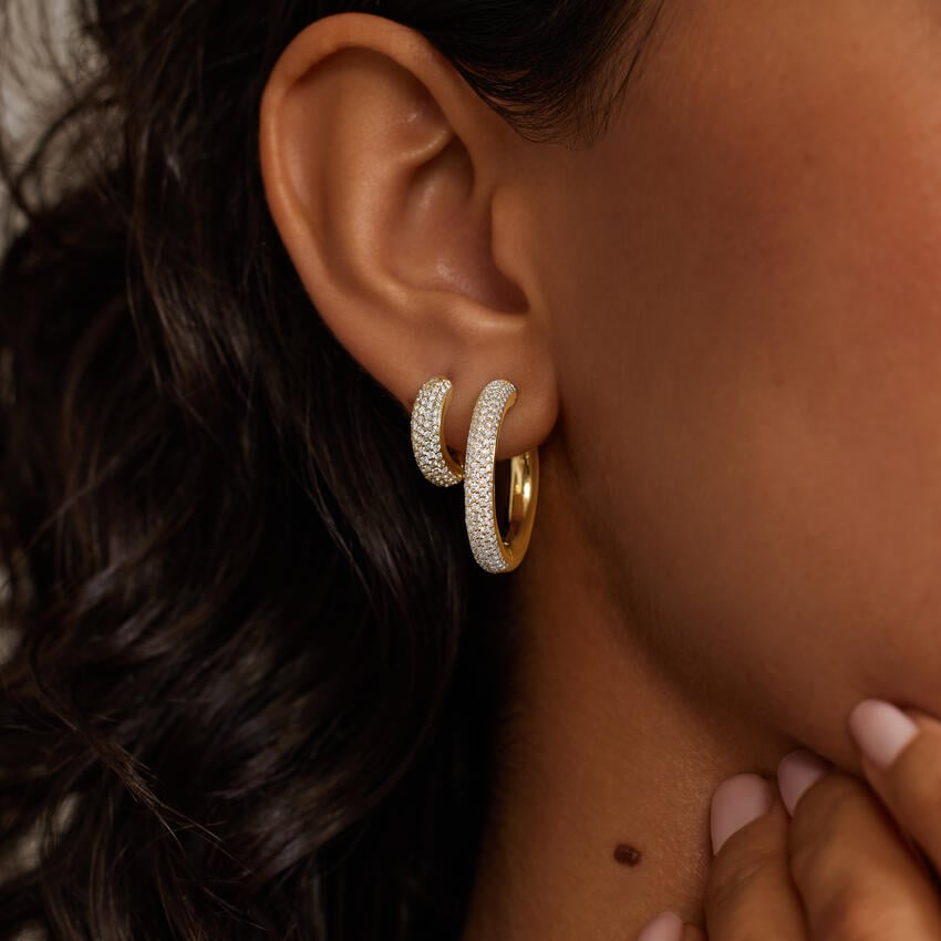 1.25 CTW Lab Grown Diamond Tube Hoop Earrings