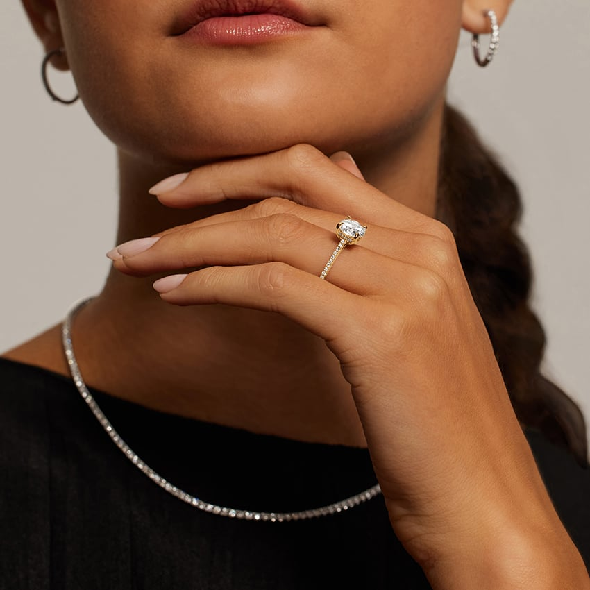 1 1/2CT Emerald Lab Grown Diamond Engagement Ring