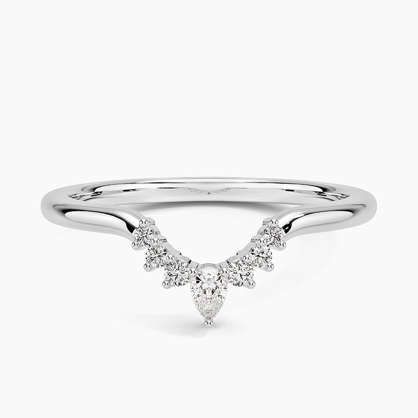 Round And Pear Lab Grown Diamond Yellow Gold Wedding Band