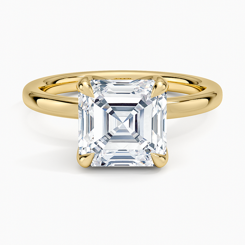 3 CT Asscher Lab Grown Diamond Gold Perfect Fit Solitaire Ring