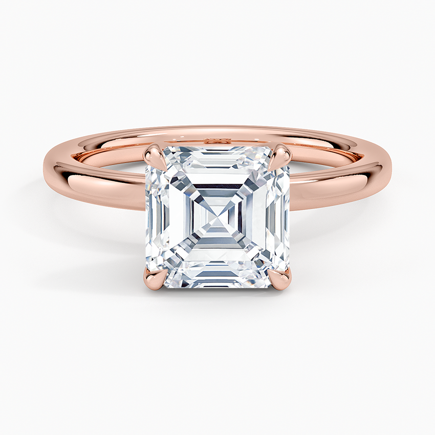 3 CT Asscher Lab Grown Diamond Gold Perfect Fit Solitaire Ring
