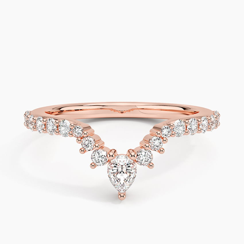 0.46CTW Round And Pear Lab Grown Diamond White Gold Wedding Band