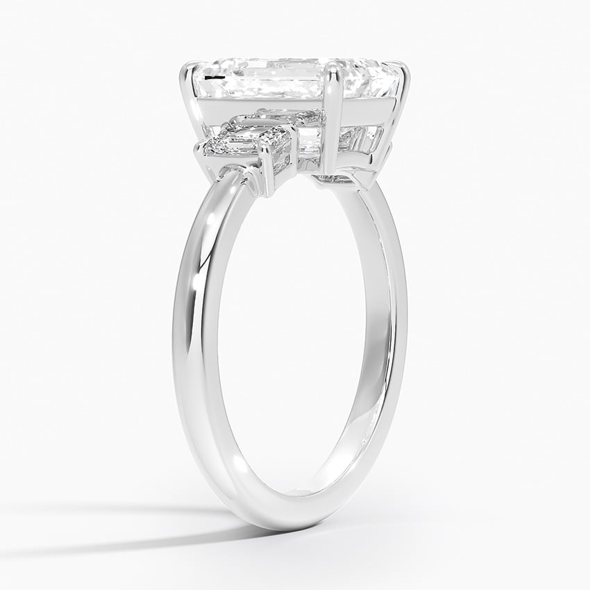 2CT Emerald Lab Grown Diamond Three Stone Ring