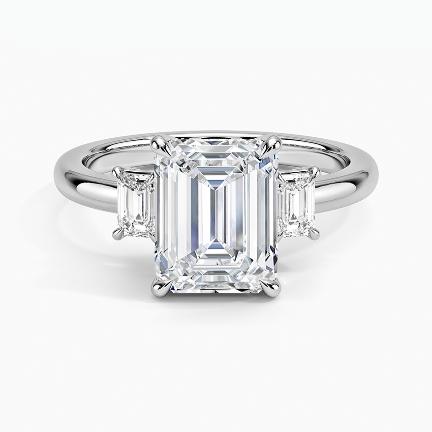 2CT Emerald Lab Grown Diamond Three Stone Ring