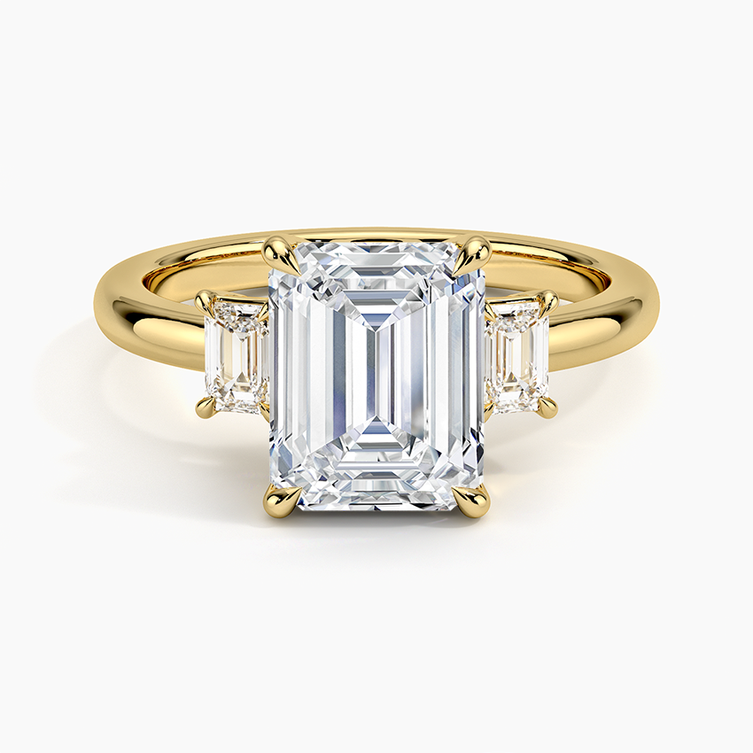 2CT Emerald Lab Grown Diamond Three Stone Ring