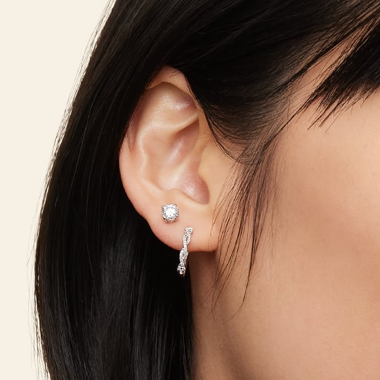 Twisted Rope 1/6 CTW Lab Grown Diamond Hoop Earrings