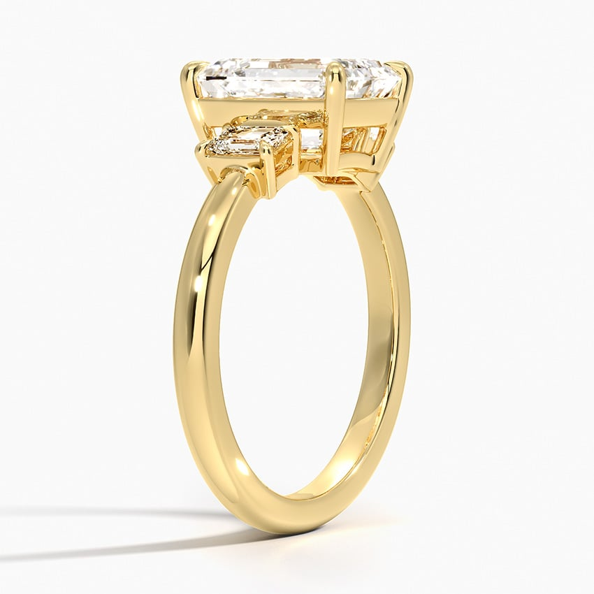 2CT Emerald Lab Grown Diamond Three Stone Ring