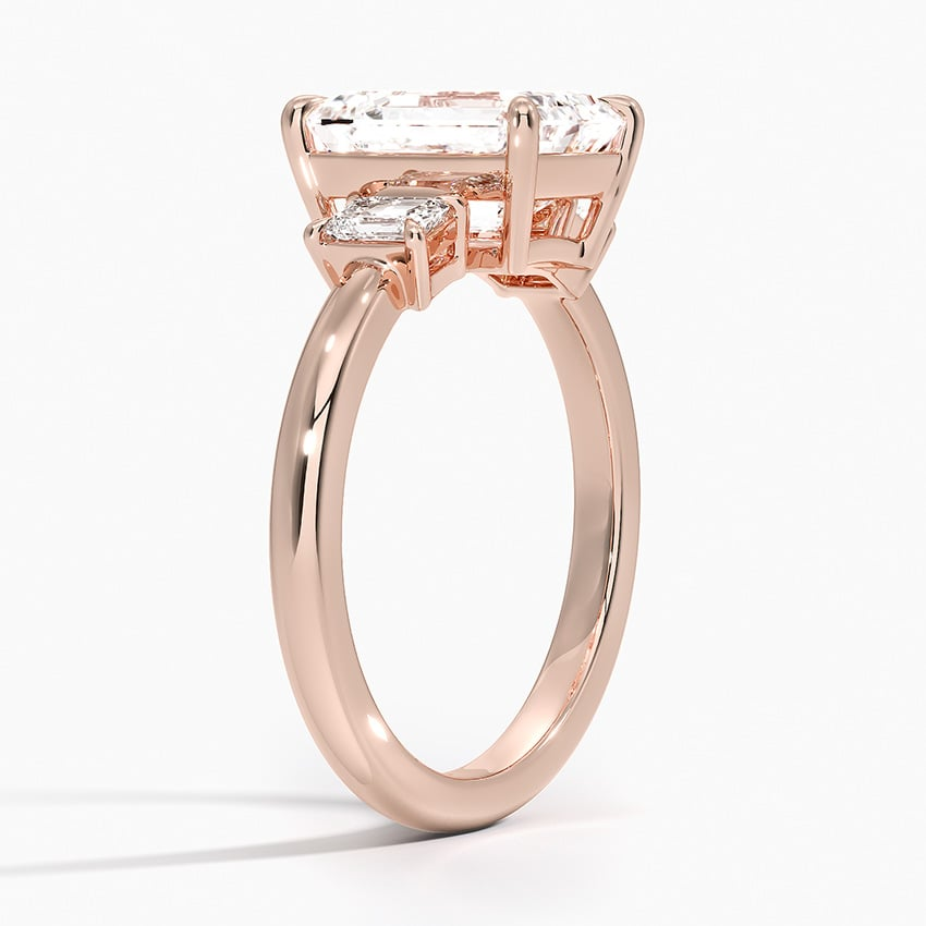 2CT Emerald Lab Grown Diamond Three Stone Ring