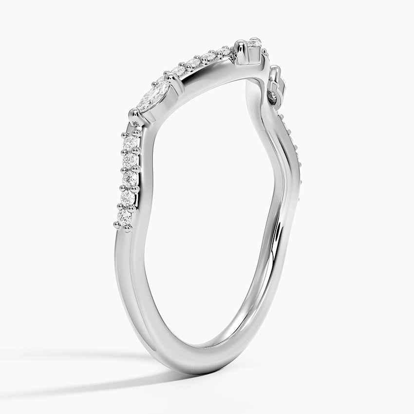 Round And Marquise Lab Grown Diamond Curved Wedding Band