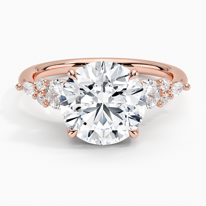 3CT Round Lab Grown Diamond Gold Three Stone Ring