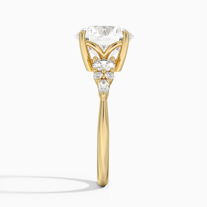 3CT Round Lab Grown Diamond Gold Three Stone Ring