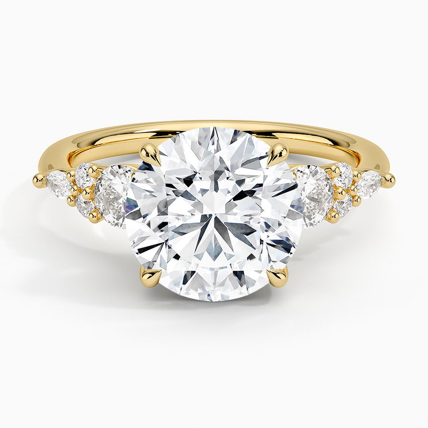 3CT Round Lab Grown Diamond Gold Three Stone Ring