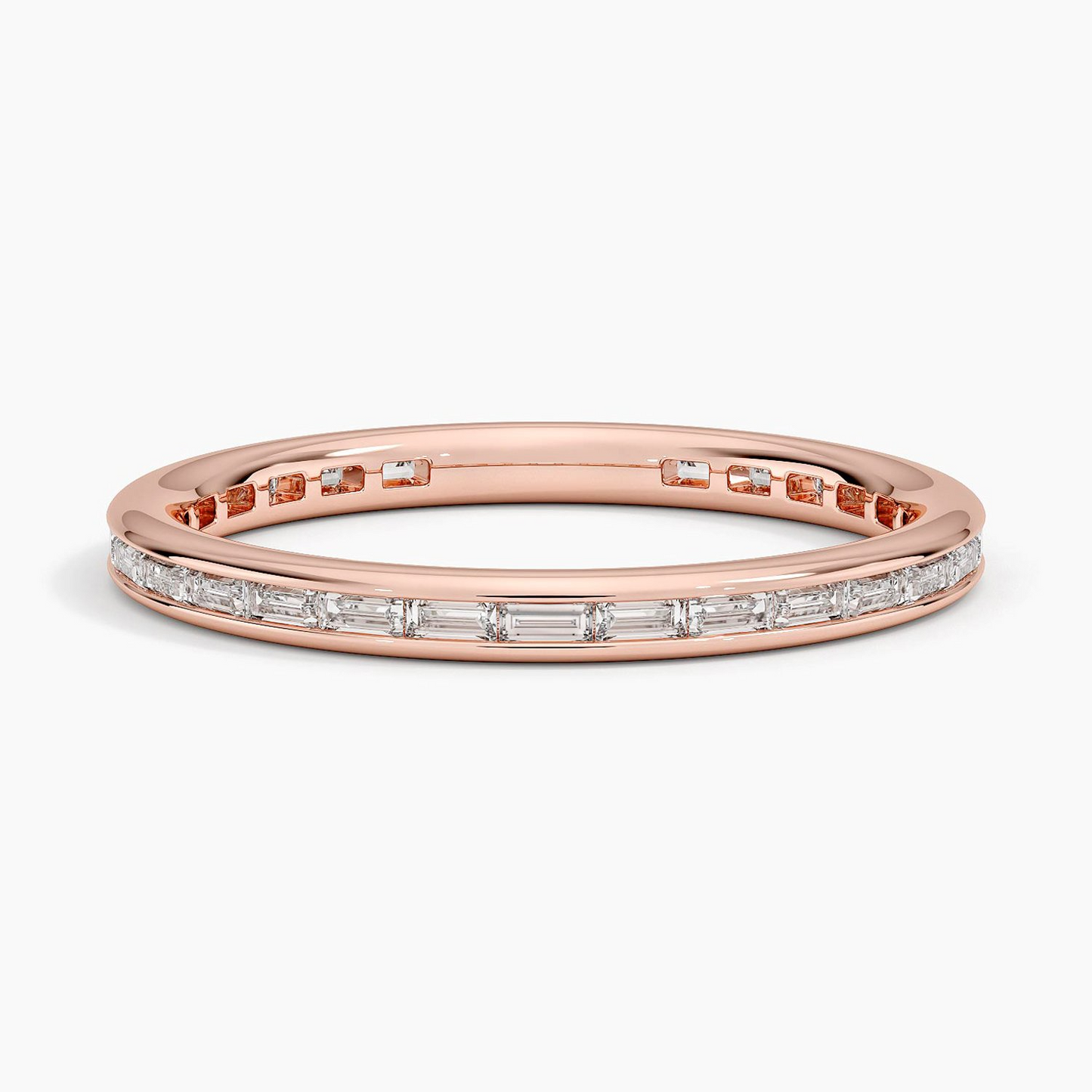 Channel Set Baguette Lab Grown Diamond Gold Wedding Band