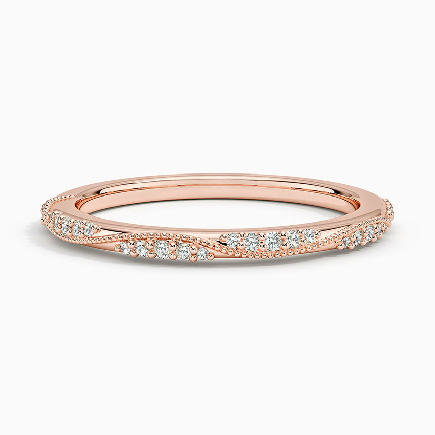 0.09CTW Round Cut Lab Grown Diamond Milgrain Wedding Band