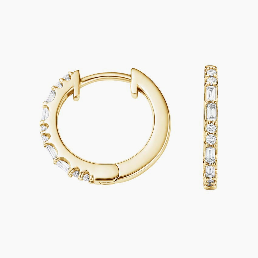 Baguette Cut Lab Grown Diamond Hoop Earring Set