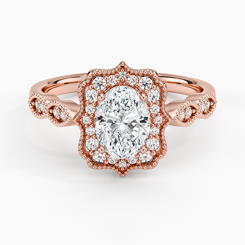 3/4CT Oval Lab Grown Diamond Halo Engagement Ring
