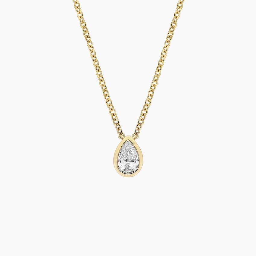1/4 CTW Lab Grown Diamond Pear Bezel Solitaire Pendant