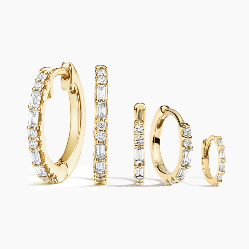 Baguette Cut Lab Grown Diamond Hoop Earring Set