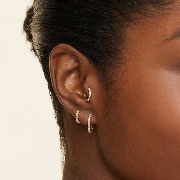 Baguette Cut Lab Grown Diamond Hoop Earring Set