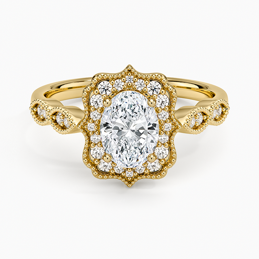 3/4CT Oval Lab Grown Diamond Halo Engagement Ring