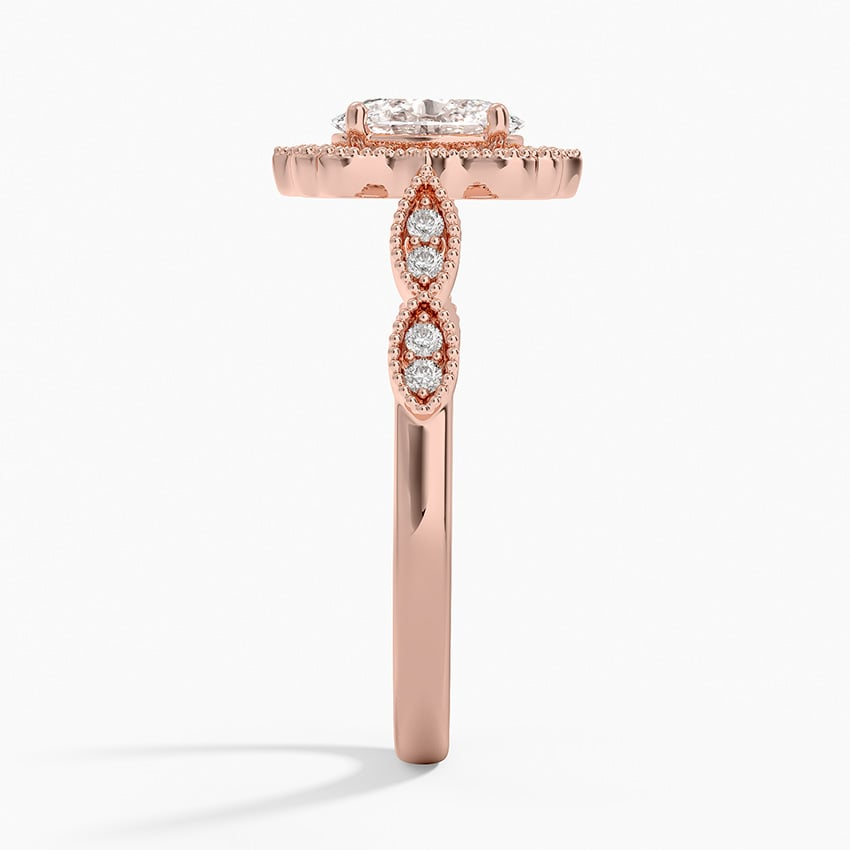 3/4CT Oval Lab Grown Diamond Halo Engagement Ring