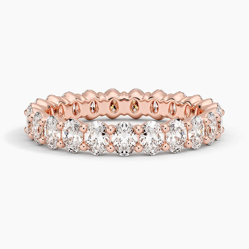Oval Eternity Lab Grown Diamonds White Gold Wedding Band For Women
