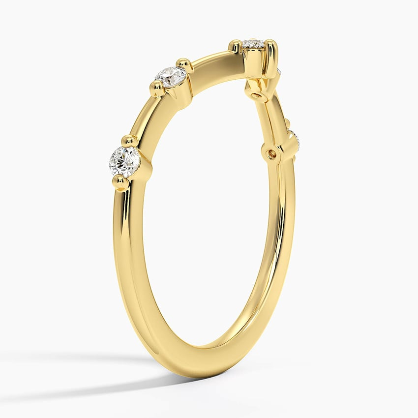 Yellow Gold Round Lab Grown Diamond Wedding Band For Women