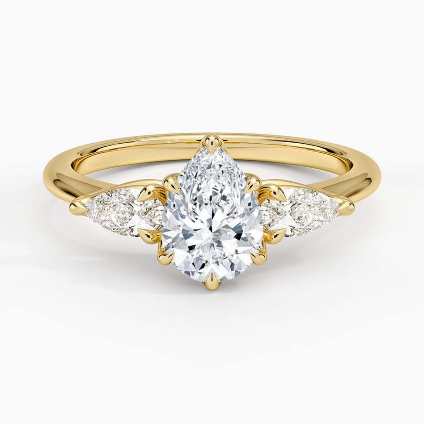 1CT Pear Lab Grown Diamond Three Stone Engagement Ring