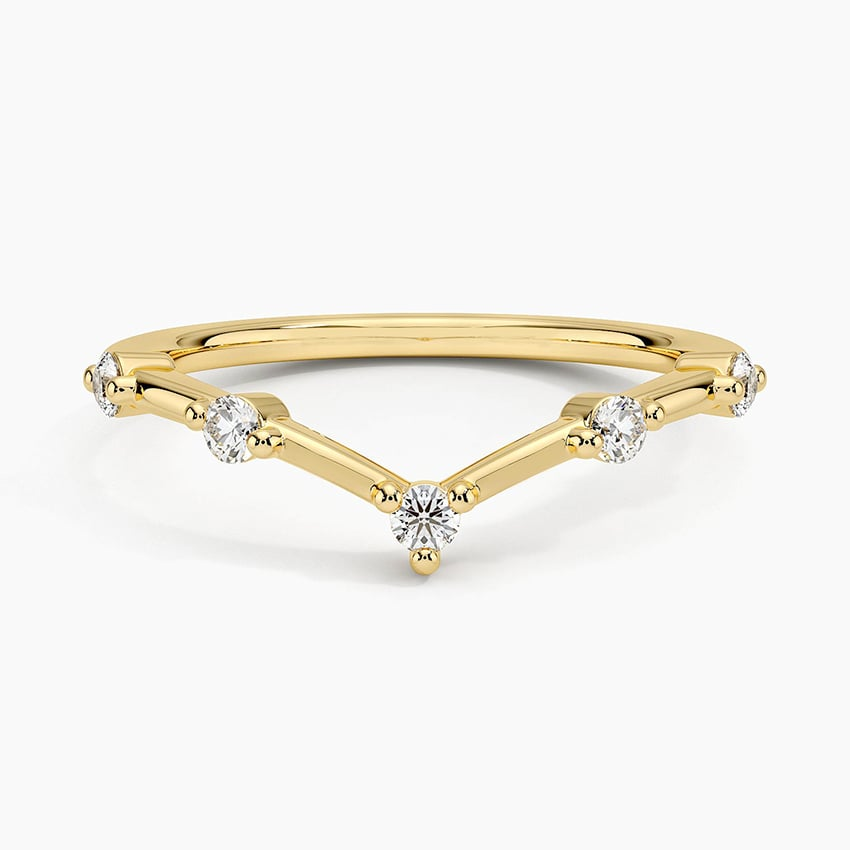 Yellow Gold Round Lab Grown Diamond Wedding Band For Women