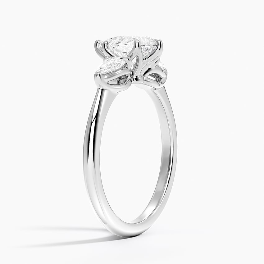1CT Pear Lab Grown Diamond Three Stone Engagement Ring
