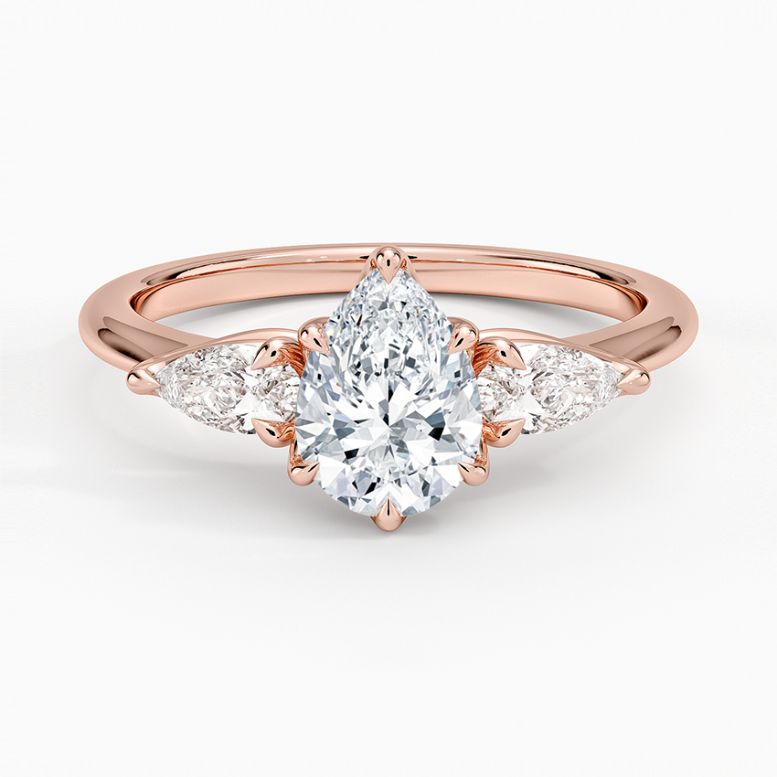 1CT Pear Lab Grown Diamond Three Stone Engagement Ring
