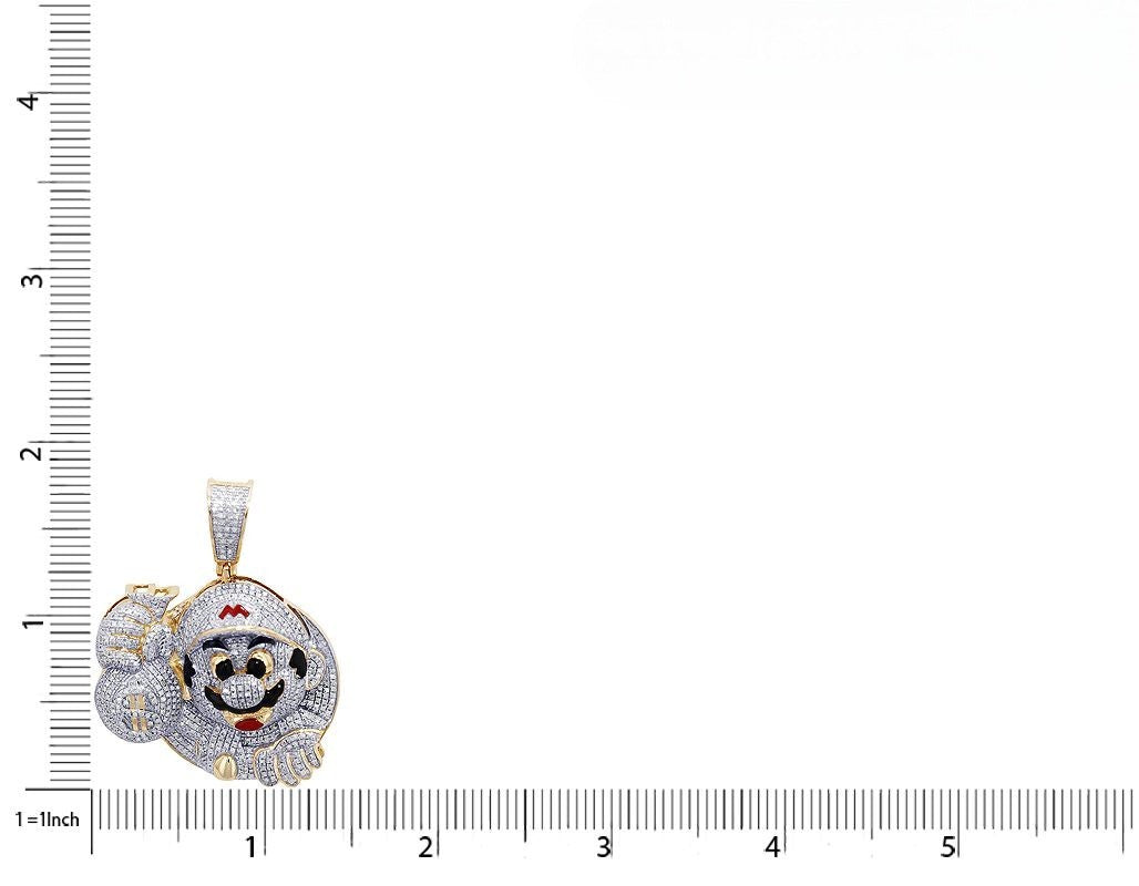 10K Gold Lab Grown Diamond Unique Mario Pendant